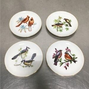 VINTAGE CHADWICK-MILLER INC. COLLECTOR DECORATIVE BIRD PLATES GOLD TRIM SET OF 4